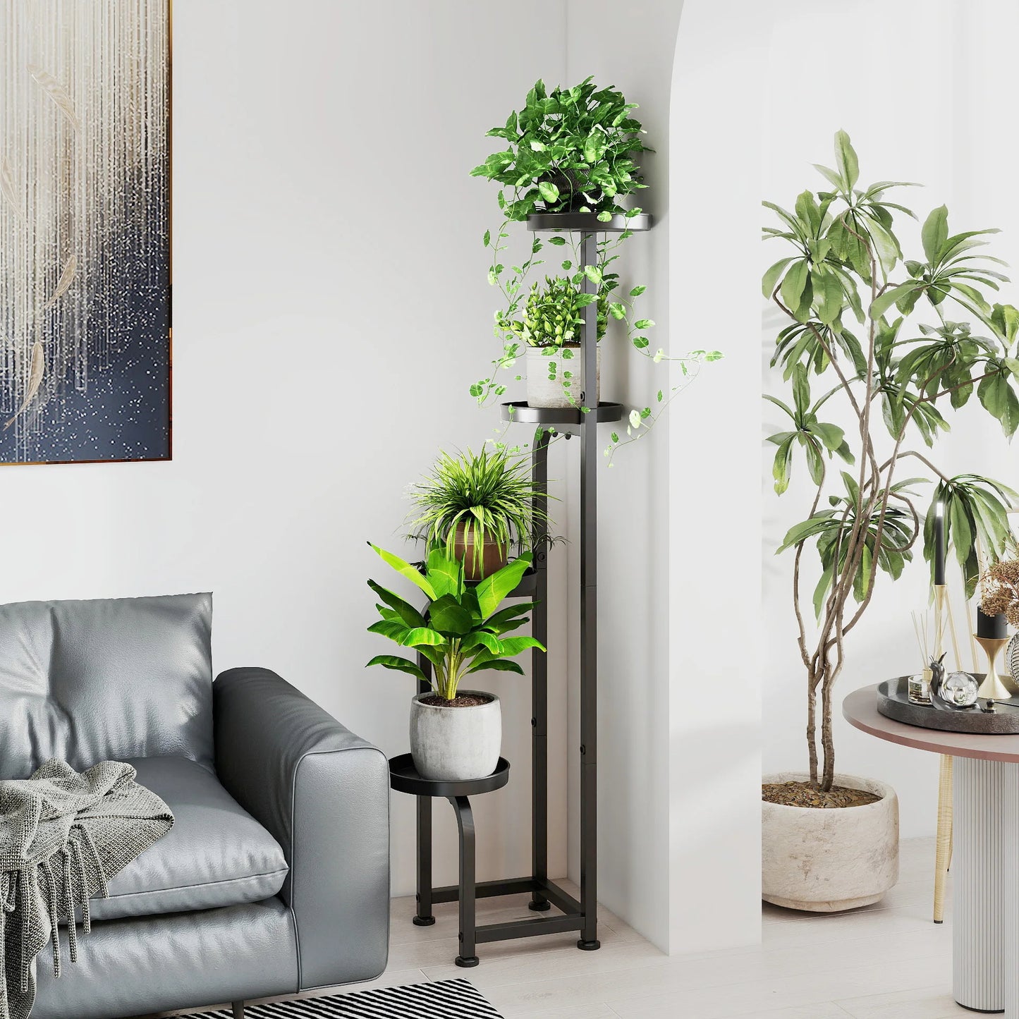 Indoor /Outdoor 4 Tier Corner Metal Plant Stand