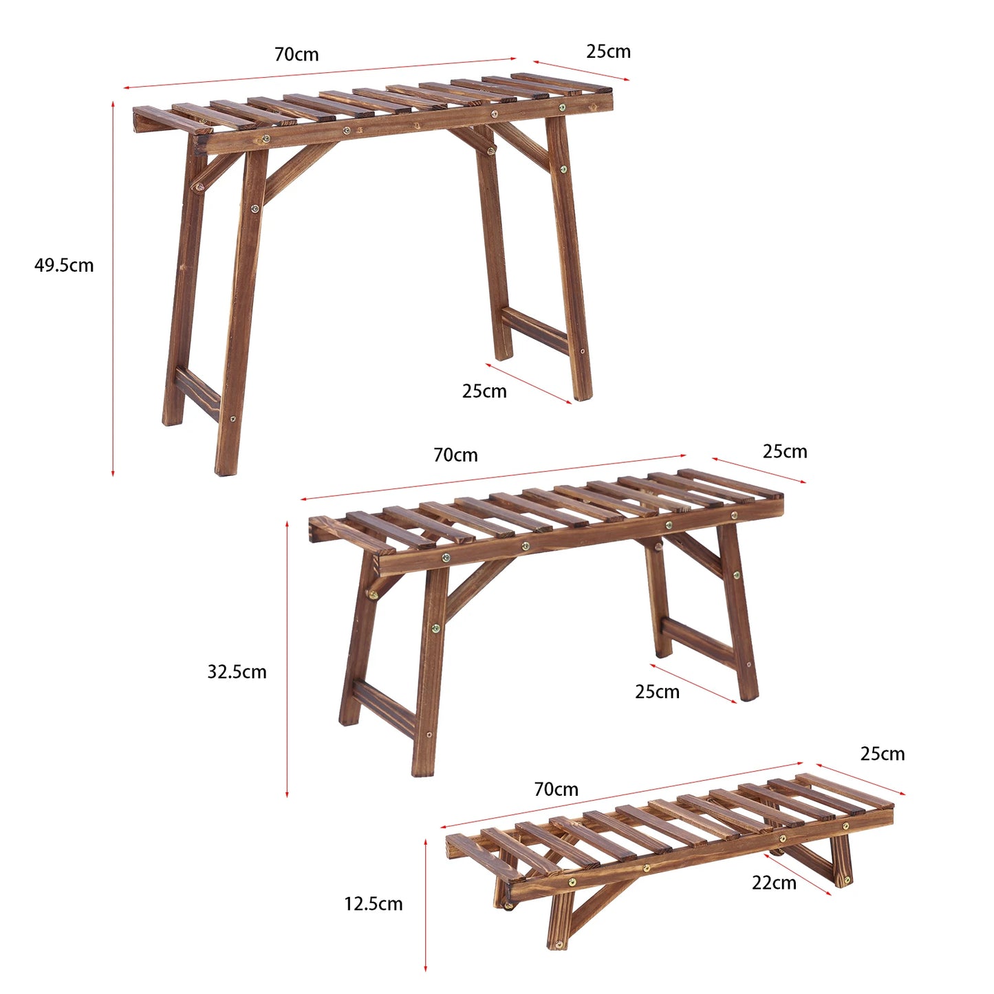 3-tier Freestanding Wooden Plant Ladder