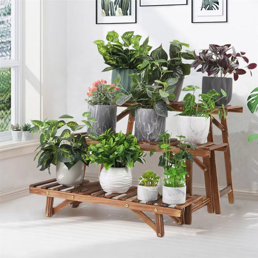 3-tier Freestanding Wooden Plant Ladder