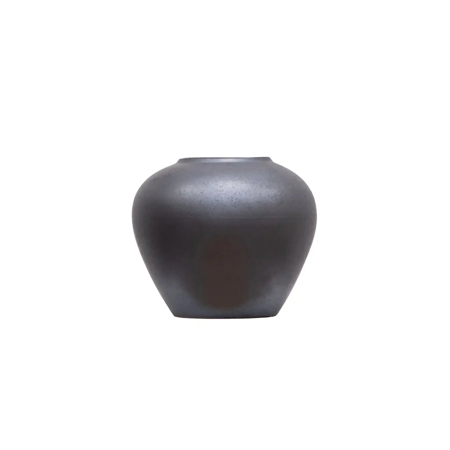 Ceramic Round Urn Vase, 7", Dark Gray