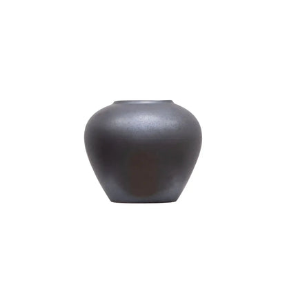 Ceramic Round Urn Vase, 7", Dark Gray
