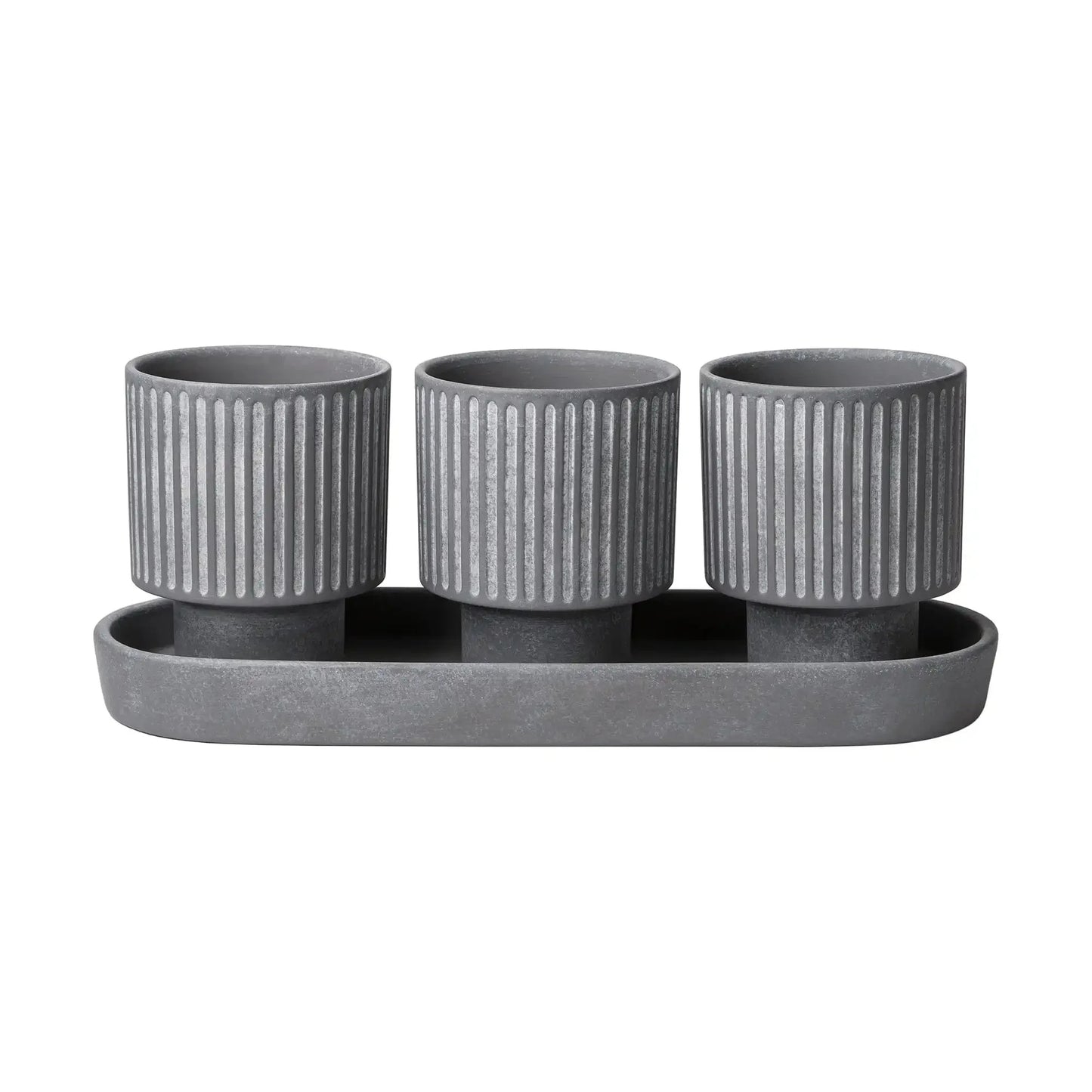 3 Elegant Сeramic Pots in a Tray