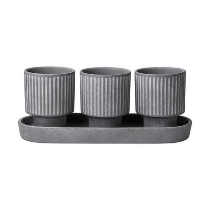 3 Elegant Сeramic Pots in a Tray