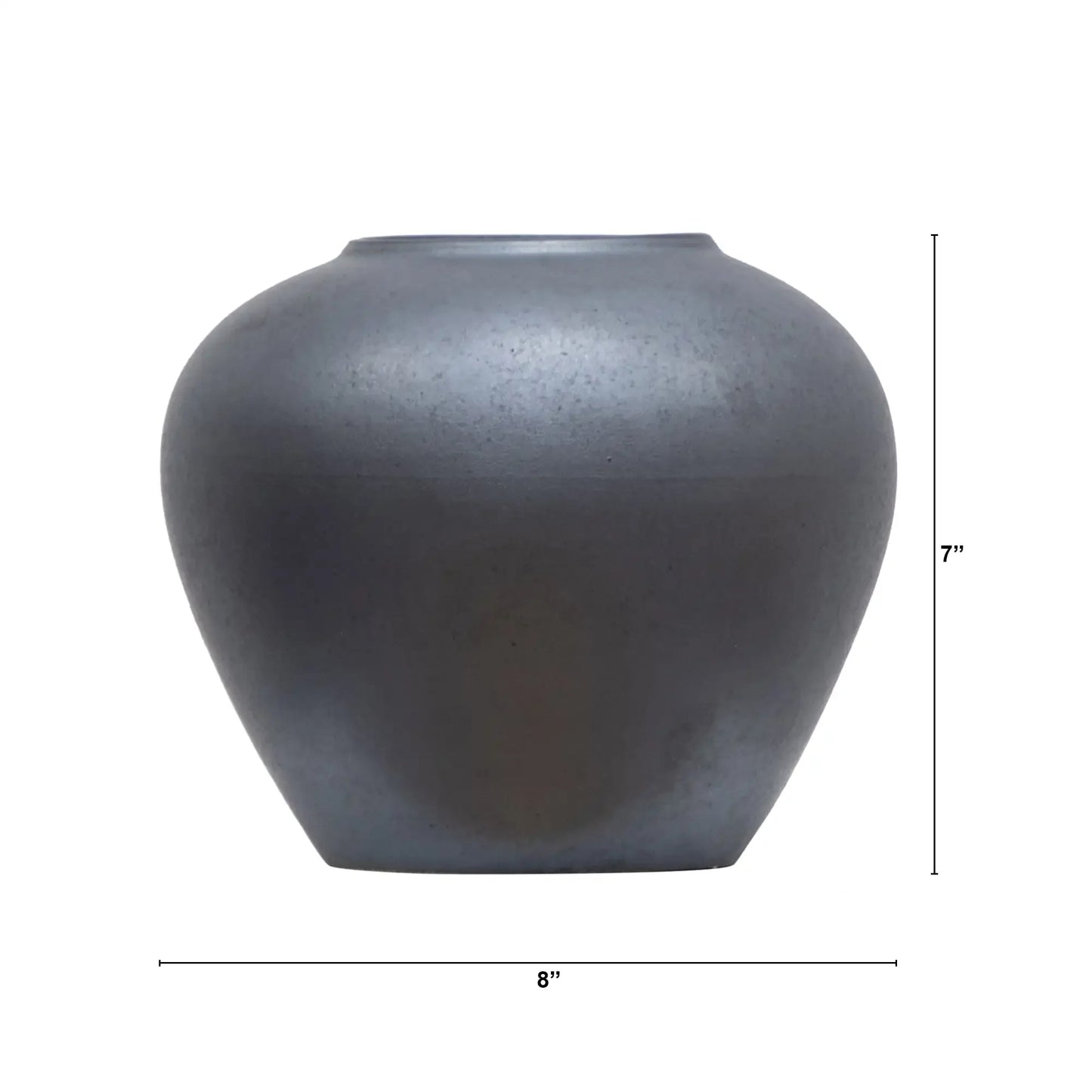 Ceramic Round Urn Vase, 7", Dark Gray