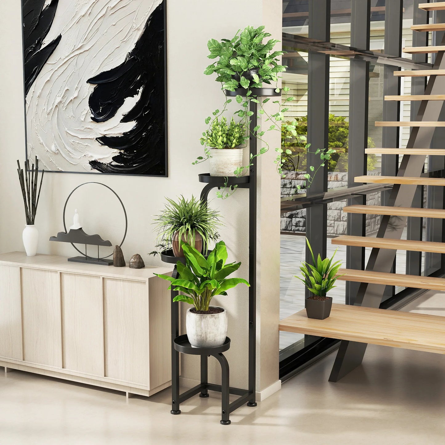 Indoor /Outdoor 4 Tier Corner Metal Plant Stand