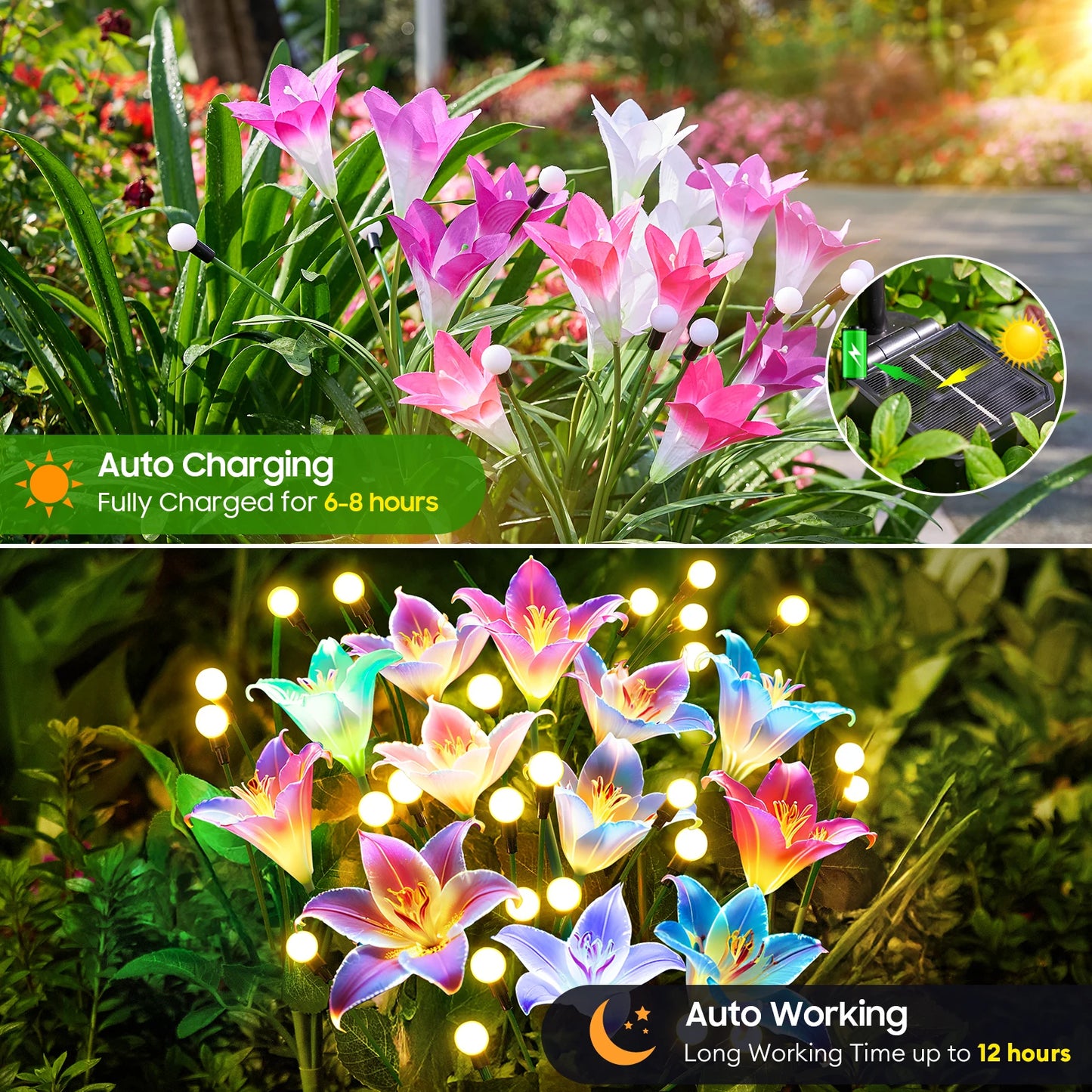 Solar Lily Flower Lights Outdoor Decor