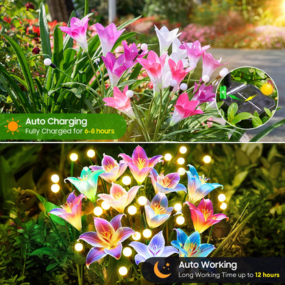 Solar Lily Flower Lights Outdoor Decor
