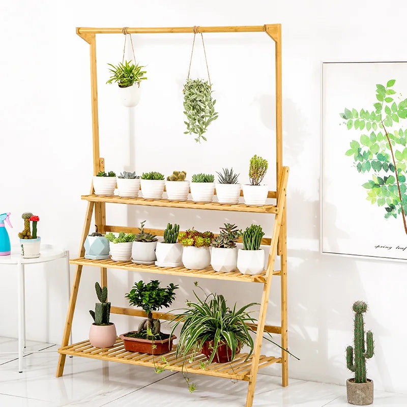 3 Tier Folding Bamboo Plant Stand