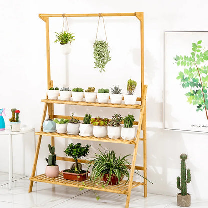 3 Tier Folding Bamboo Plant Stand