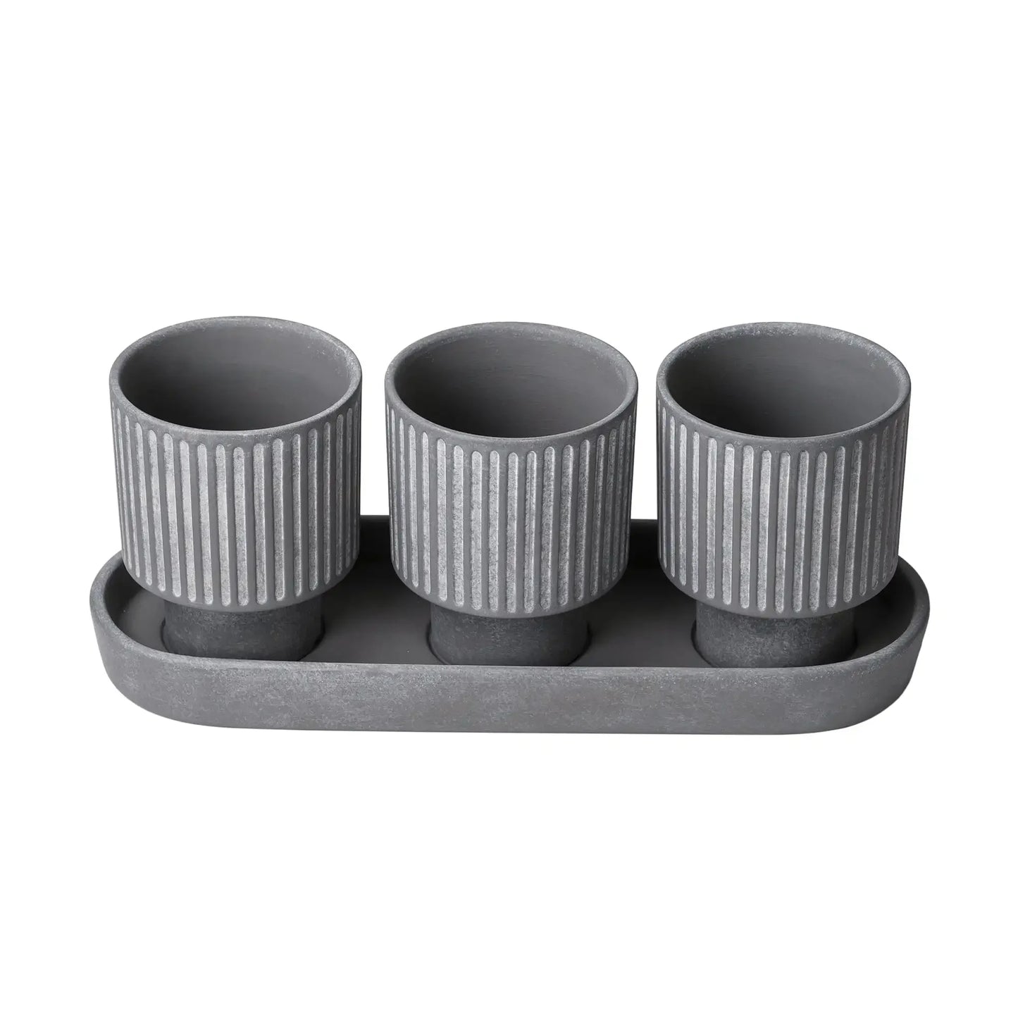 3 Elegant Сeramic Pots in a Tray
