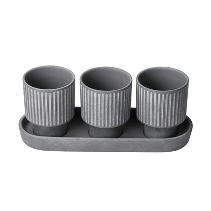 3 Elegant Сeramic Pots in a Tray