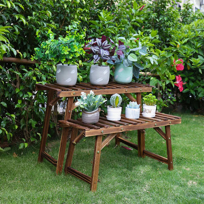 3-tier Freestanding Wooden Plant Ladder