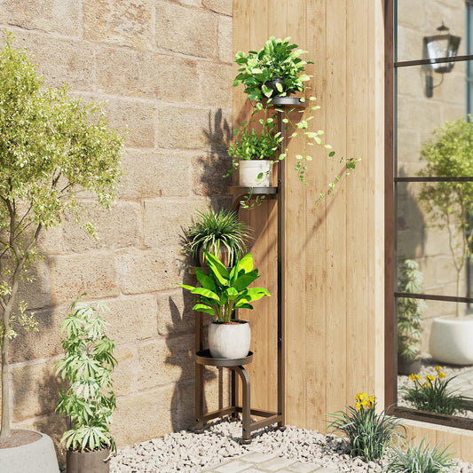 Indoor /Outdoor 4 Tier Corner Metal Plant Stand