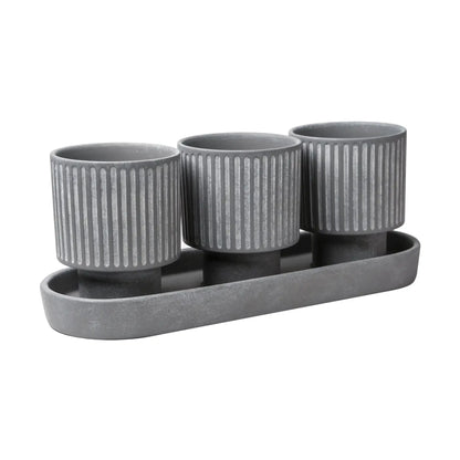 3 Elegant Сeramic Pots in a Tray