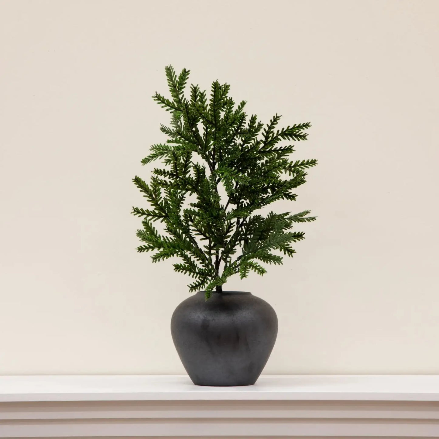 Ceramic Round Urn Vase, 7", Dark Gray