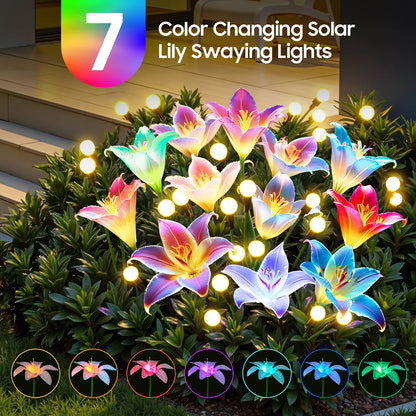 Solar Lily Flower Lights Outdoor Decor