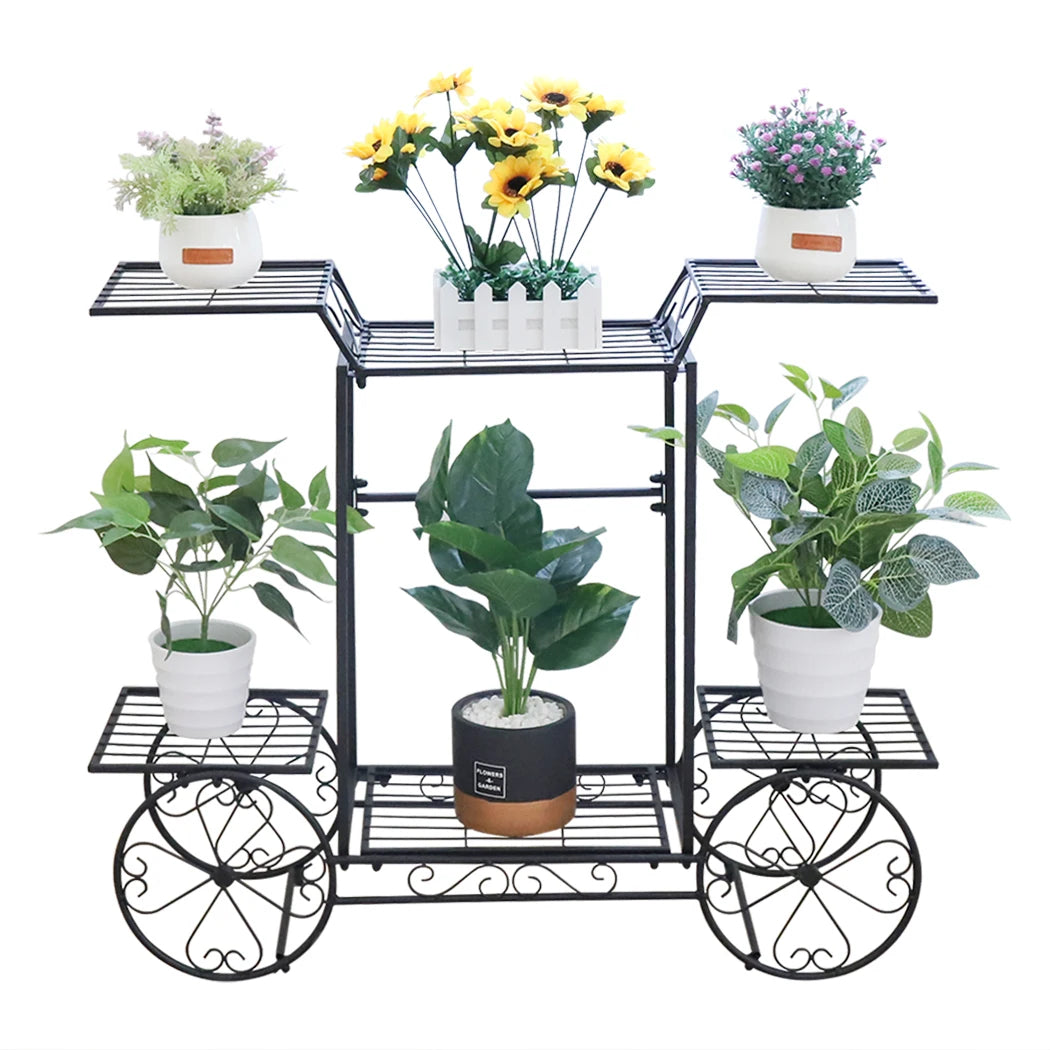 Metal Plant Stand 6 Tier Garden Cart