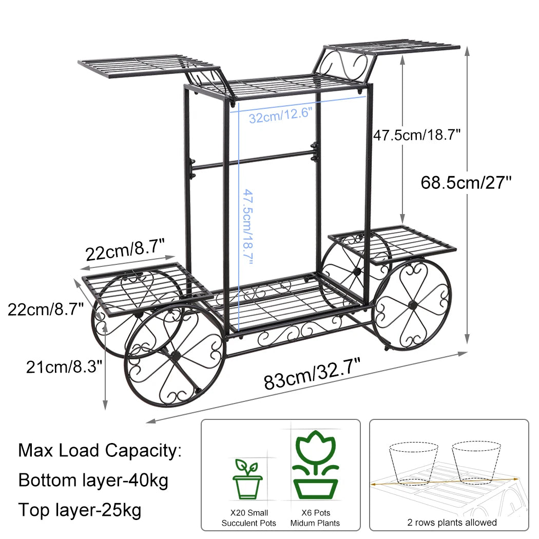 Metal Plant Stand 6 Tier Garden Cart