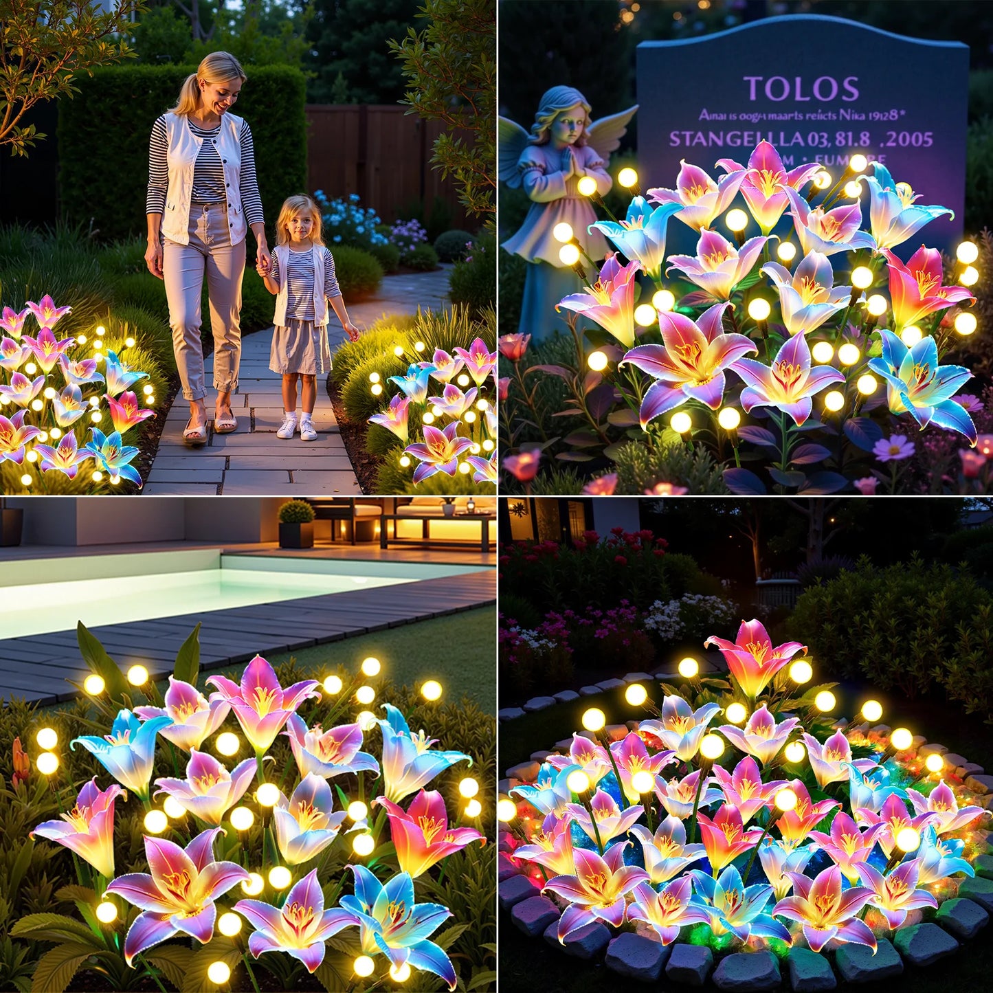 Solar Lily Flower Lights Outdoor Decor