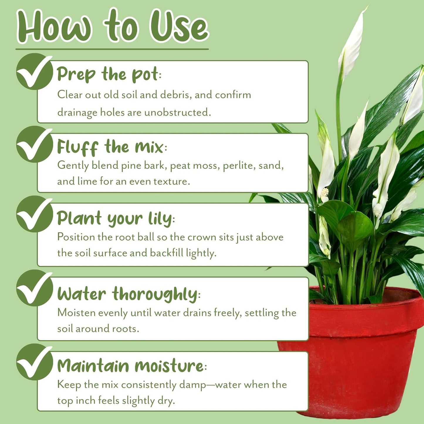 Peace Lily Potting Soil Mix (2 Quarts)