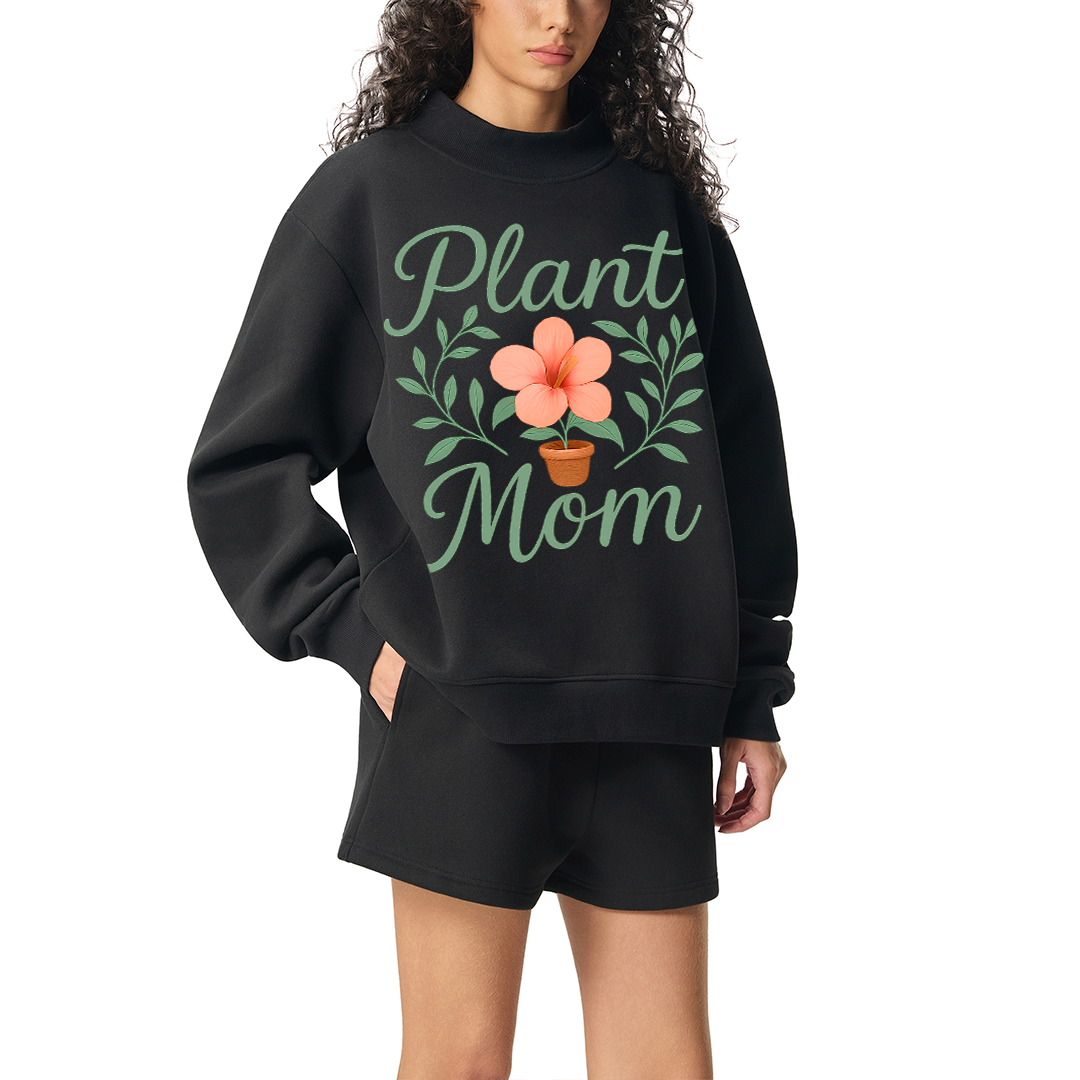 Plant Mom - Essential Fleece Mid-Neck Crew Sweatshirt